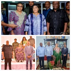 Photo  de la première Ministre, Les candidats  gouverneurs et Les autorités  morales  des partis politiques  auprès  de Maman Mathe à  Kinshasa.  Photo tiers